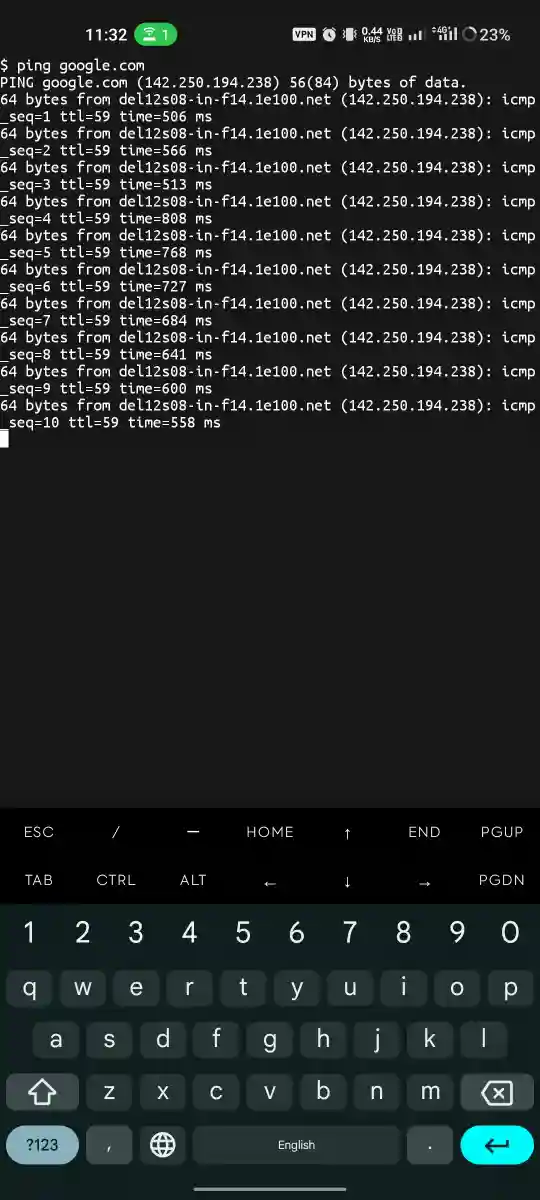 termux apk ping google